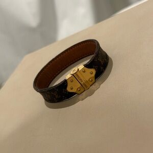 Louis Vuitton Nano Monogram Bracelet with Gold Detail
